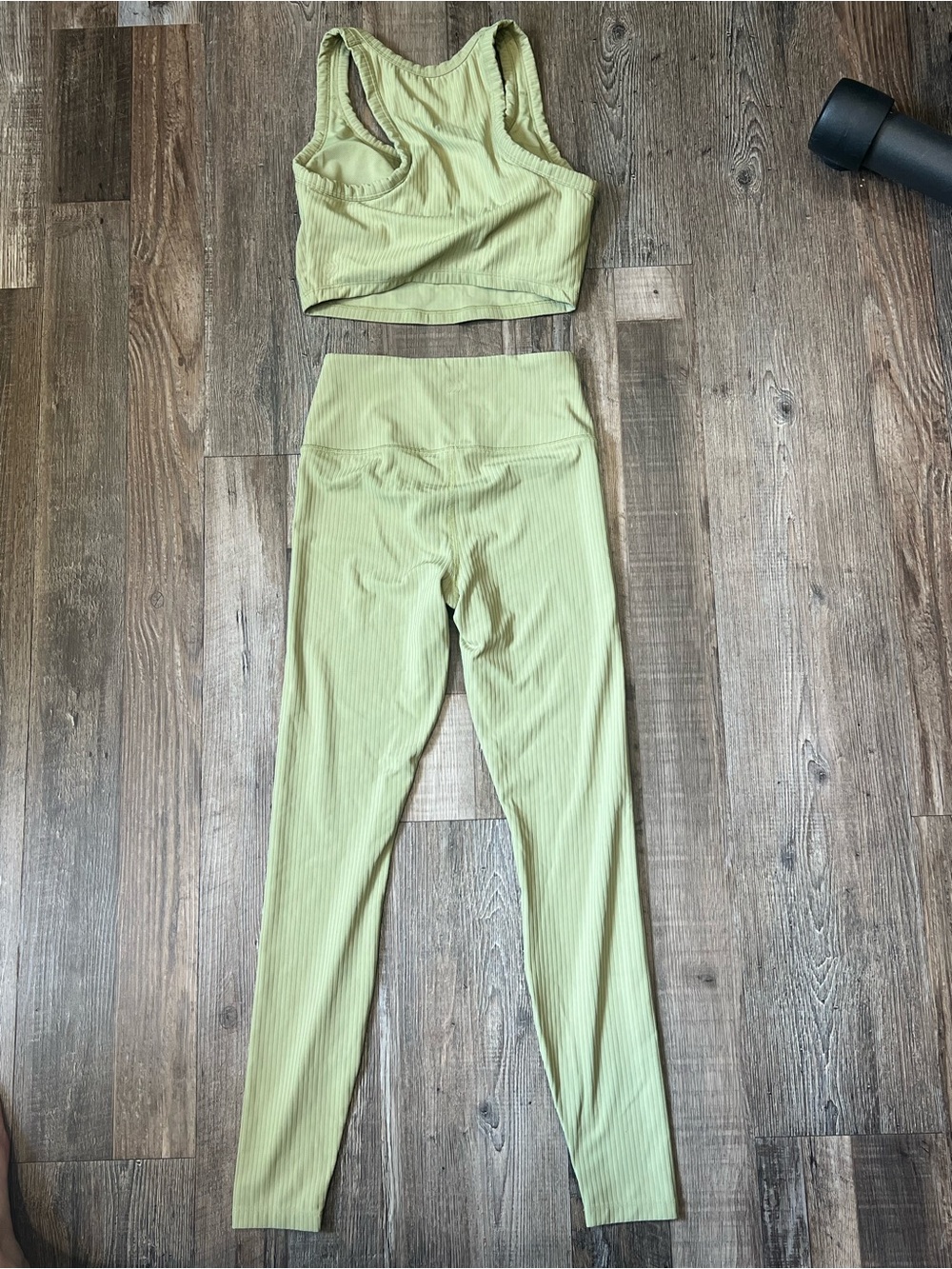 all in motion Light Green Ribbed Racerback Sports Bra & High-Waist Leggings - Picture 7 of 8